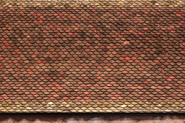 Old roof of temple in Thailand.