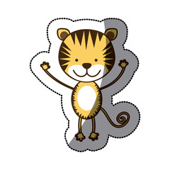 colorful sticker tiger icon, vector illustraction design image