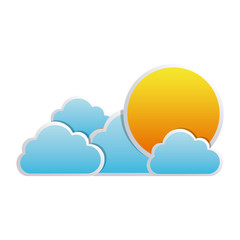 color sun with clouds icon, vector illustraction design image