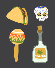 Colorful symbols for dia de los muertos day of the dead vector.