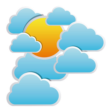 color clouds covering the sun icon, vector illustraction design image