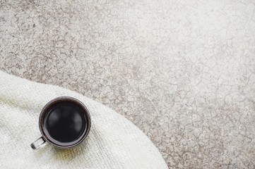 Coffee cup in the morning with old brick background