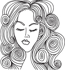 beautiful woman face illustration Sketch
