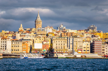 Fototapeta premium Panoramic view of Galata tower in Istanbul, Turkey