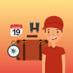 person on vacations holidays vector illustration design