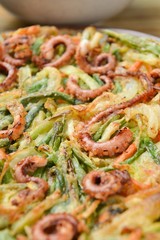 Seafood and Green Onion Pancake.  Haemul-pajeon.