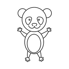 monochrome contour with male panda vector illustration