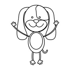 monochrome contour with male dog vector illustration