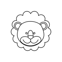 monochrome contour with male lion head vector illustration
