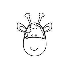 monochrome contour with male giraffe head vector illustration