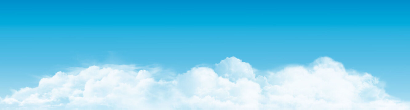 Blue sky with clouds panorama. Vector background.
