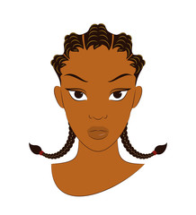 Vector Illustration of an Afro Girl With the Corn Row Braid Plait Hair Style