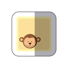 sticker colorful greeting card with picture monkey animal vector illustration