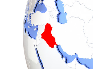 Iraq on metallic globe