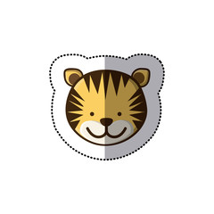 sticker colorful picture face cute tiger animal vector illustration
