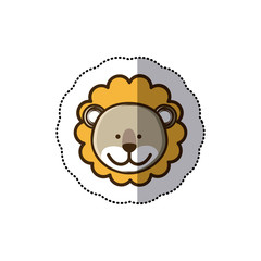 sticker colorful picture face cute lion animal vector illustration