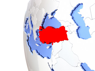Fototapeta premium Turkey on metallic globe