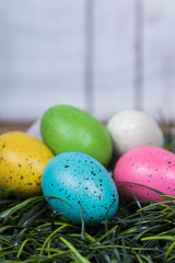 Easter eggs sitting on grass