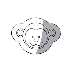 sticker monochrome contour with male monkey head vector illustration