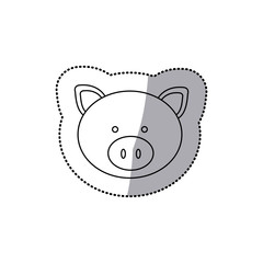 sticker monochrome contour with male pig head vector illustration