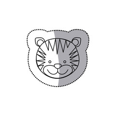 sticker monochrome contour with male tiger head vector illustration