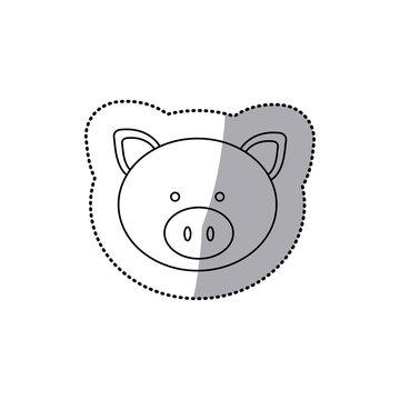 sticker monochrome contour with male pig head vector illustration