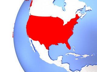 Fototapeta premium USA on metallic globe