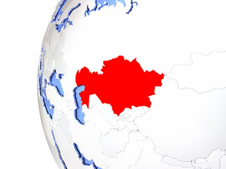 Kazakhstan on metallic globe