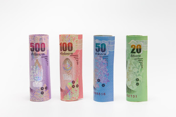 Thai banknotes money background.