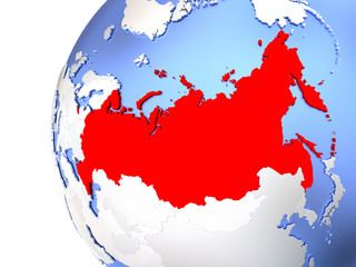 Fototapeta premium Russia on metallic globe