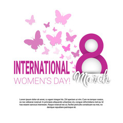 8 March International Women Day Greeting Card Flat Vector Illustration