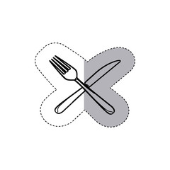 sticker figure knife and fork icon, vector illustraction design image