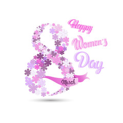 8 March International Women Day Greeting Card Flat Vector Illustration