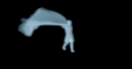 Blue spectral spirit walker with graceful flowing gown, clothes
