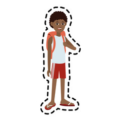handsome young dark skin  man icon image vector illustration design 