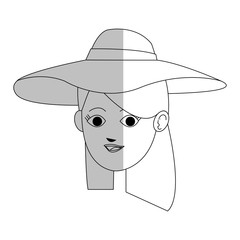 face of pretty young woman wearing sun hat  icon image vector illustration design 