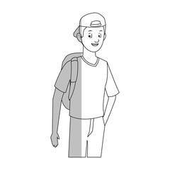 handsome young man with backwards baseball hat icon image vector illustration design 