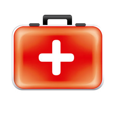 Obraz premium red suitcaise medicine tools icon, vector illustraction design