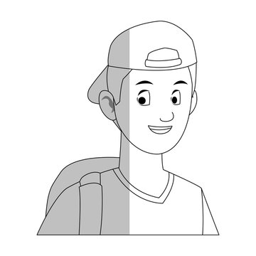 handsome young man with backwards baseball hat icon image vector illustration design 