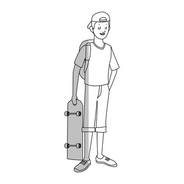 handsome young man with skateboard  icon image vector illustration design 