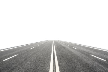 Fototapeta na wymiar New asphalt road on white background