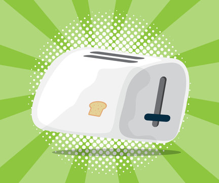 abstract toaster icon with burst and half tone background