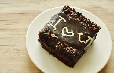 chocolate butter cake decorate I love you for valentine day on dish