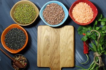 Lentils in bowls