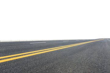 New asphalt road on white background