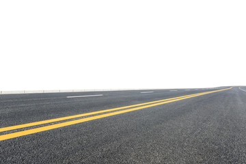 New asphalt road on white background