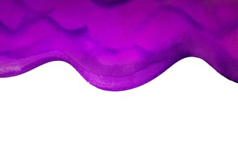 Wavy isolated watercolor bright violet ribbon stripe element