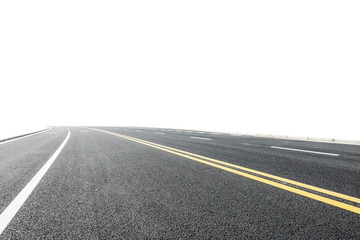 New asphalt road on white background