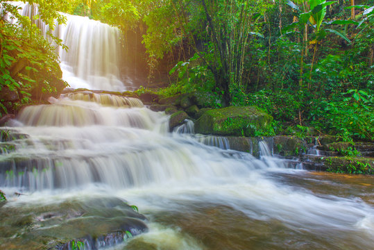 beautiful waterfall in rainforest at phu tub berk mountain phetchabun, Thailand (Mun Dang waterfalls) © CasanoWa Stutio