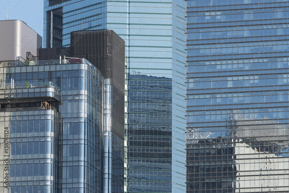 Poster Building abstract. Details of modern office building